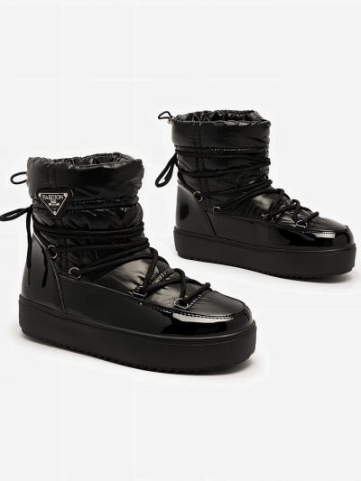 Royalfashion Sieviešu iešļūcamie zābaki a'la sniega zābaki melnā krāsā Vevnose