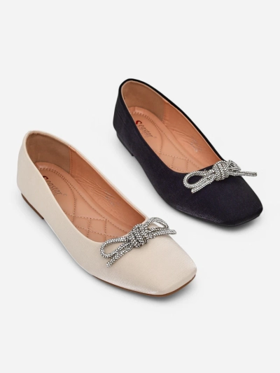 Royalfashion Women's ballet flats with a bow and shine Ofenal