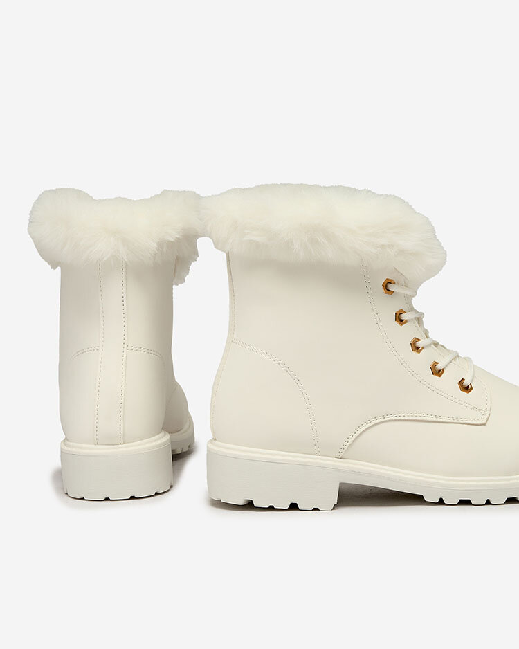 Royalfashion Classic women's boots a'la trappers in white Dotsacia