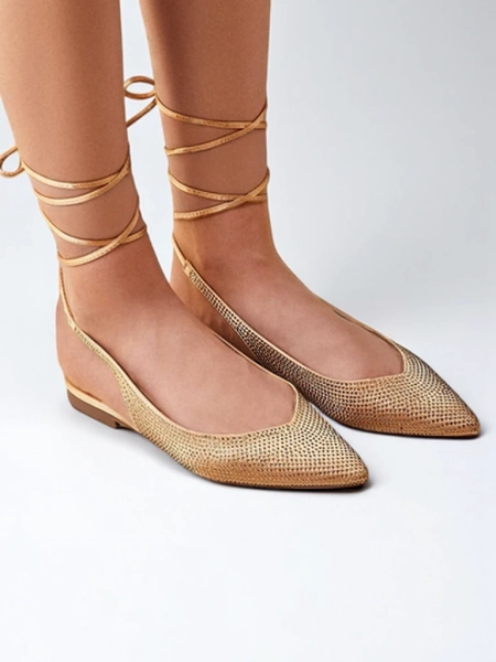 Royalfashion Women's ballet flats with rhinestones without a heel Daggas