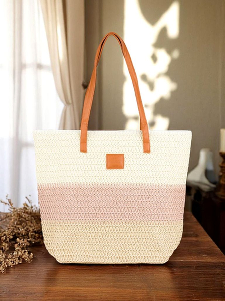 Royal Fashion Large Women's Straw Bag with Bold Stripes