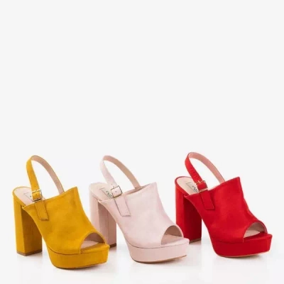 OUTLET Light pink eco-suede sandals on a higher post Tripsi-Shoes