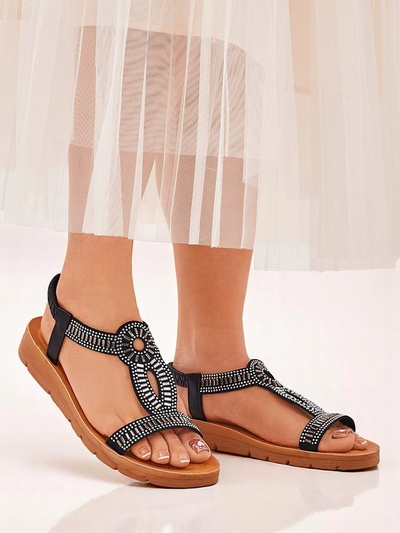 Ava Shine Women's Sandals with Decorative Straps