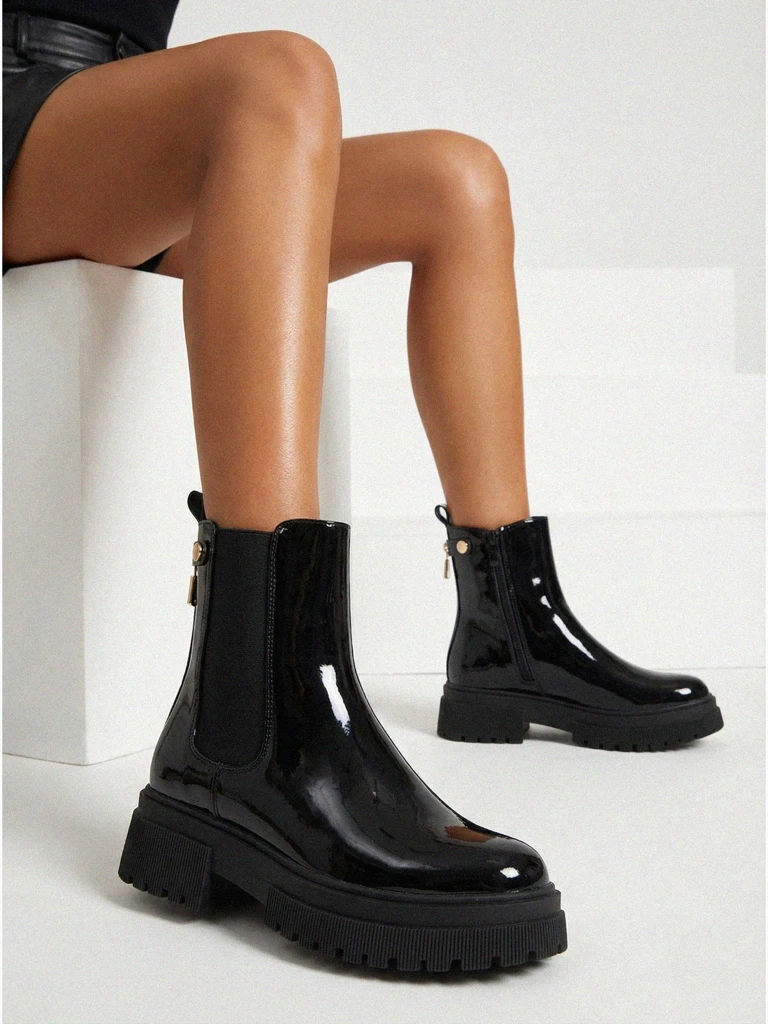 Лакированные женские ботинки из экокожи Calebi