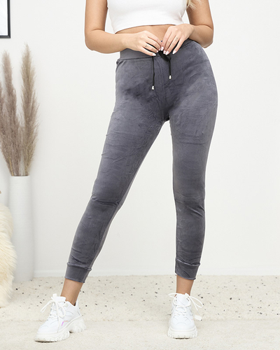 Gray women's velour jogger sweatpants - Clothing
