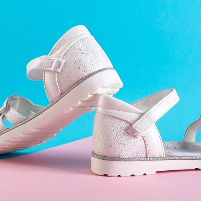White children's sandals with brocade Amadia - Footwear