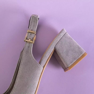 OUTLET Gray women's eco-suede sandals on a Panella post - Footwear