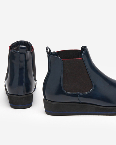 Синие женские сапожки на танкетке Stasia