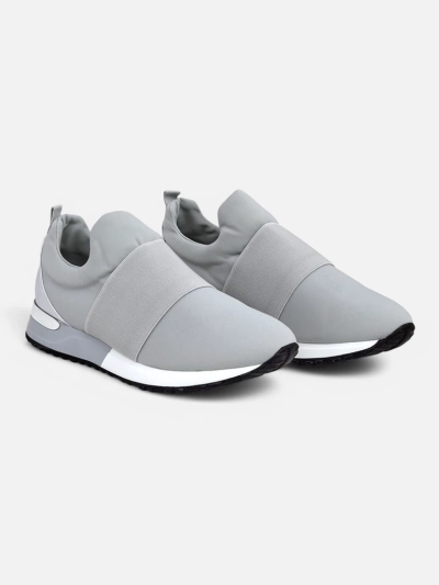 Sneakers da donna Selene Grigio con suola piatta, color grigio tortora, stile alla moda