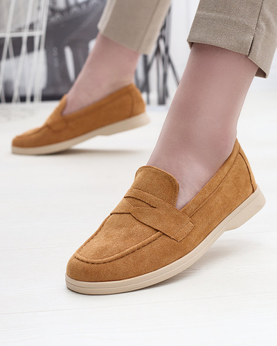 Women's eco-suede moccasins in camel color Daffer- Footwear
