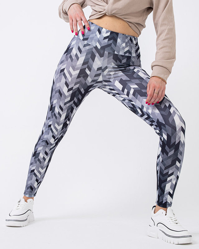 Patterned gray high-waisted leggings for women - Clothing