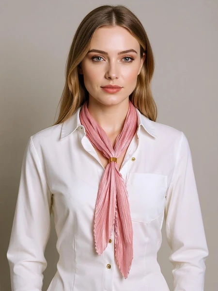 Apollonia Eleganza gaiši rozā dāmu lakatiņš no plisēta auduma 69 cm
