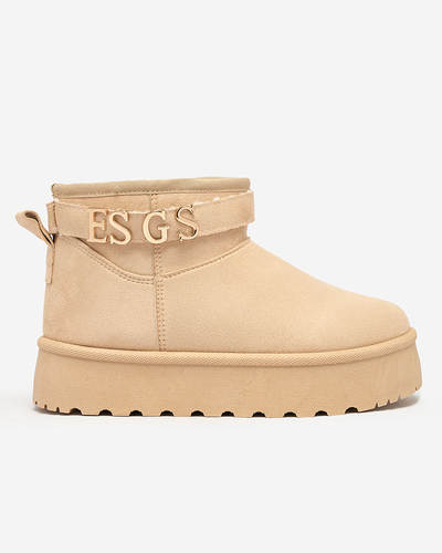 Royalfashion Gaiši brūni sieviešu apavi a'la sniega zābaki ar ornamentu Parisela