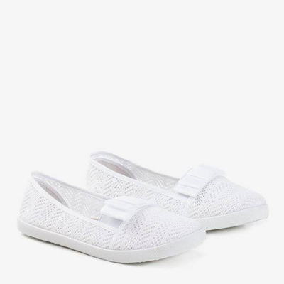 OUTLET White openwork sneakers with a Nadin bow - Footwear