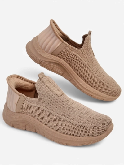 Women's Selene Beige slip-ons - comfortable flat-heeled sneakers