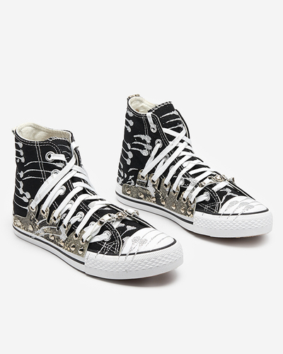 Women's black high-top sneakers with glitter Survivi- Footwear