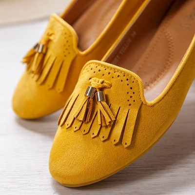 Taussima yellow fringed moccasins - Footwear