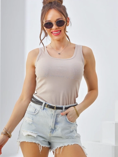 Royalfashion kokvilnas sieviešu topiņš ar siksniņām un sirds motīviem