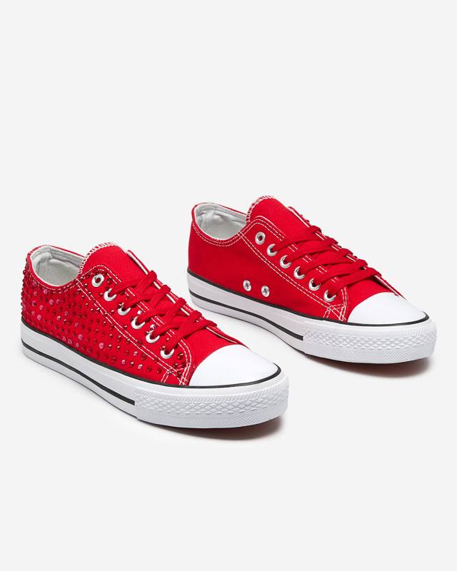 Women's sneakers with colored zircons in red Amando- Footwear