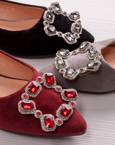 Burgundy ballerinas with decorative Vizerd buckle - Footwear 1