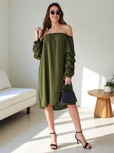 Royalfashion Smooth women's dress inspired by the Spanish style with frills