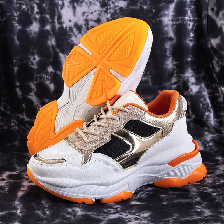 White and gold women's sports shoes Tifel - Footwear
