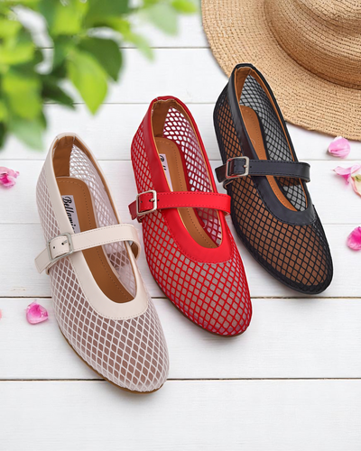 Royalfashion women’s openwork ballet flats with strap Naommi