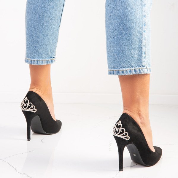 Black high heels with Devya decoration - Footwear