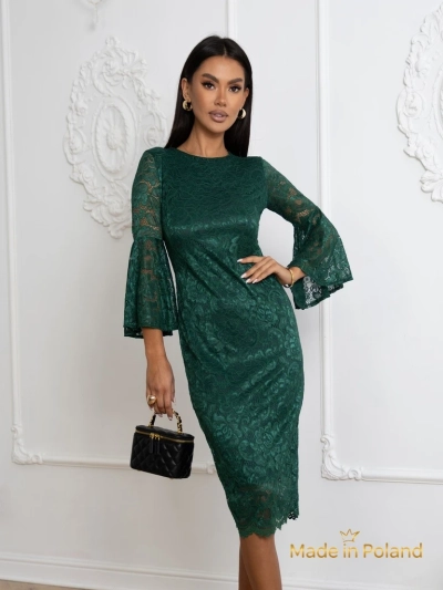 Women's Lace Midi Dress with Wide Sleeves Holly Wow