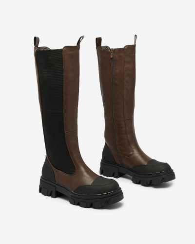 Royalfashion Dark brown women's mid-calf boots Blyss