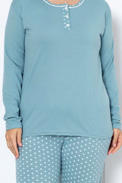 Royalfashion Sieviešu kokvilnas 2-daļīgās polka dot pidžamas PLUS SIZE