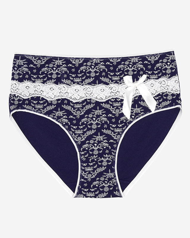 Women's briefs with a print in navy blue color PLUS SIZE- Underwear