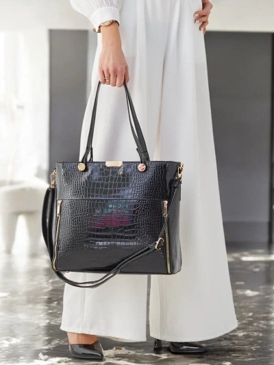 Royalfashion spīdīga sieviešu rokassoma ar iegravējumu