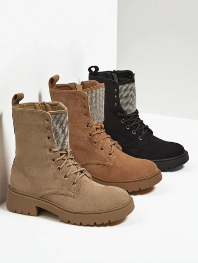 Eco Suede Lace-up Women's Ankle Boots Ferlyne