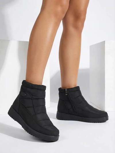 Athena Women's Black Fabric Ankle Boots for Autumn and Winter