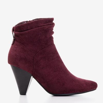 Maroon boots with a triangular heel Lika - Footwear