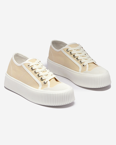 Beige women's sneakers on a solid sole Ozerika - Footwear
