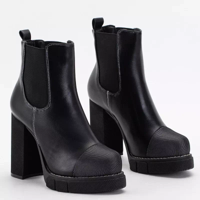 OUTLET Black women's boots on a high post by Naqiela - Footwear