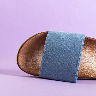 Blue women's slippers on the Kosala platform - Footwear
