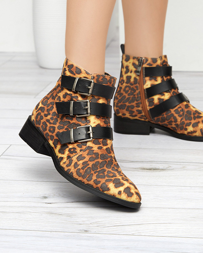 Sieviešu zābaki ar leoparda rakstu ar plakaniem papēžiem Leopado - Shoes
