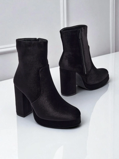 Women's Heeled Ankle Boots Velour Style Miss