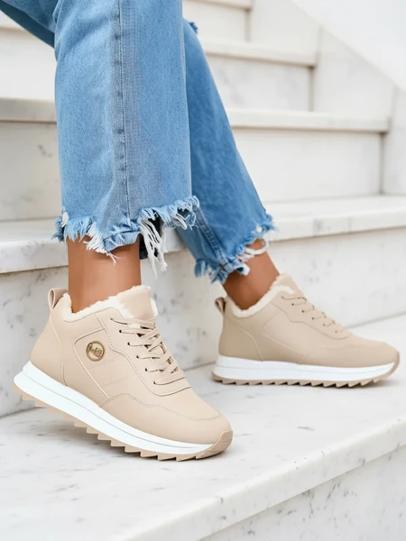 Royalfashion Бежевые женские спортивные ботинки с утеплителем Lahho