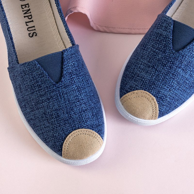 Women's navy blue espadrilles made of Mirlenace fabric - Footwear