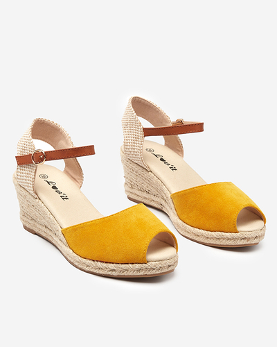 OUTLET Yellow women's sandals a'la espadrilles on a wedge Nexi - Shoes