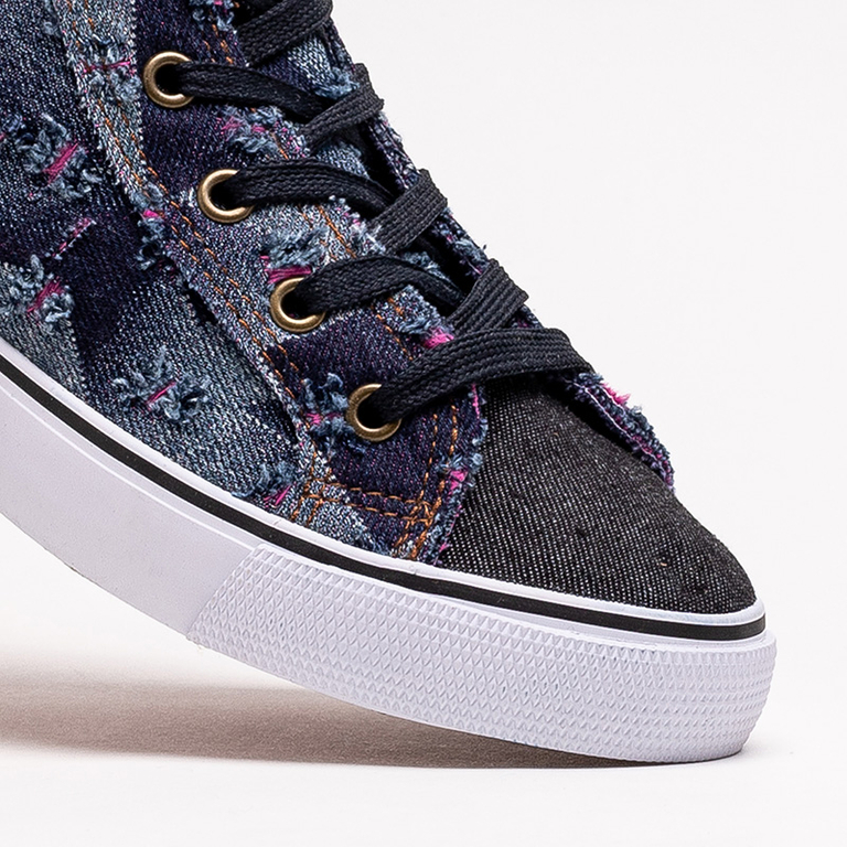 Navy blue women's fabric ankle sneakers Denario - Footwear