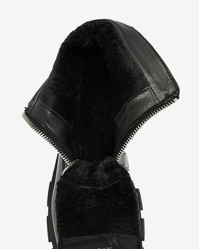 Royalfashion Черные женские лакированные жемчужные сапоги Asiciu