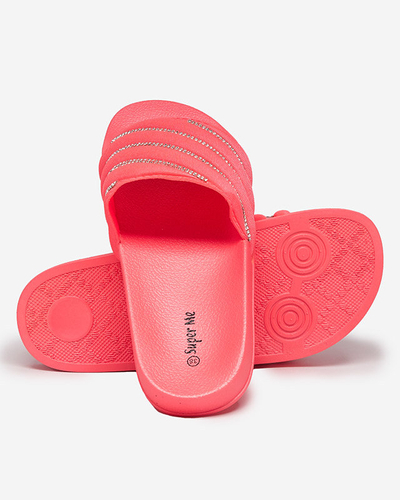 Coral women's slippers with cubic zirconias Mytaris - Footwear