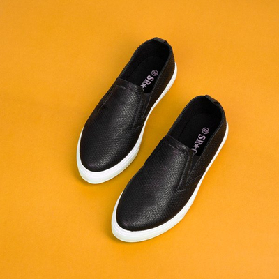 Czarne tenisówki slip on a'la skóra węża Paige - Obuwie