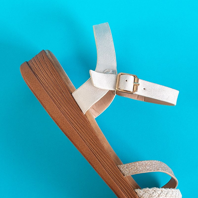 Beige women's sandals with glitter Melox - Shoes
