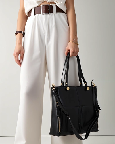 Royalfashion Elegants liels sieviešu rokassomiņš ar kabatām